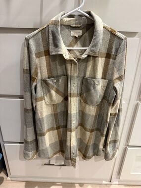 Thread & Supply Lewis Shirt Plaid Shacket in Brown & Gray Size Large